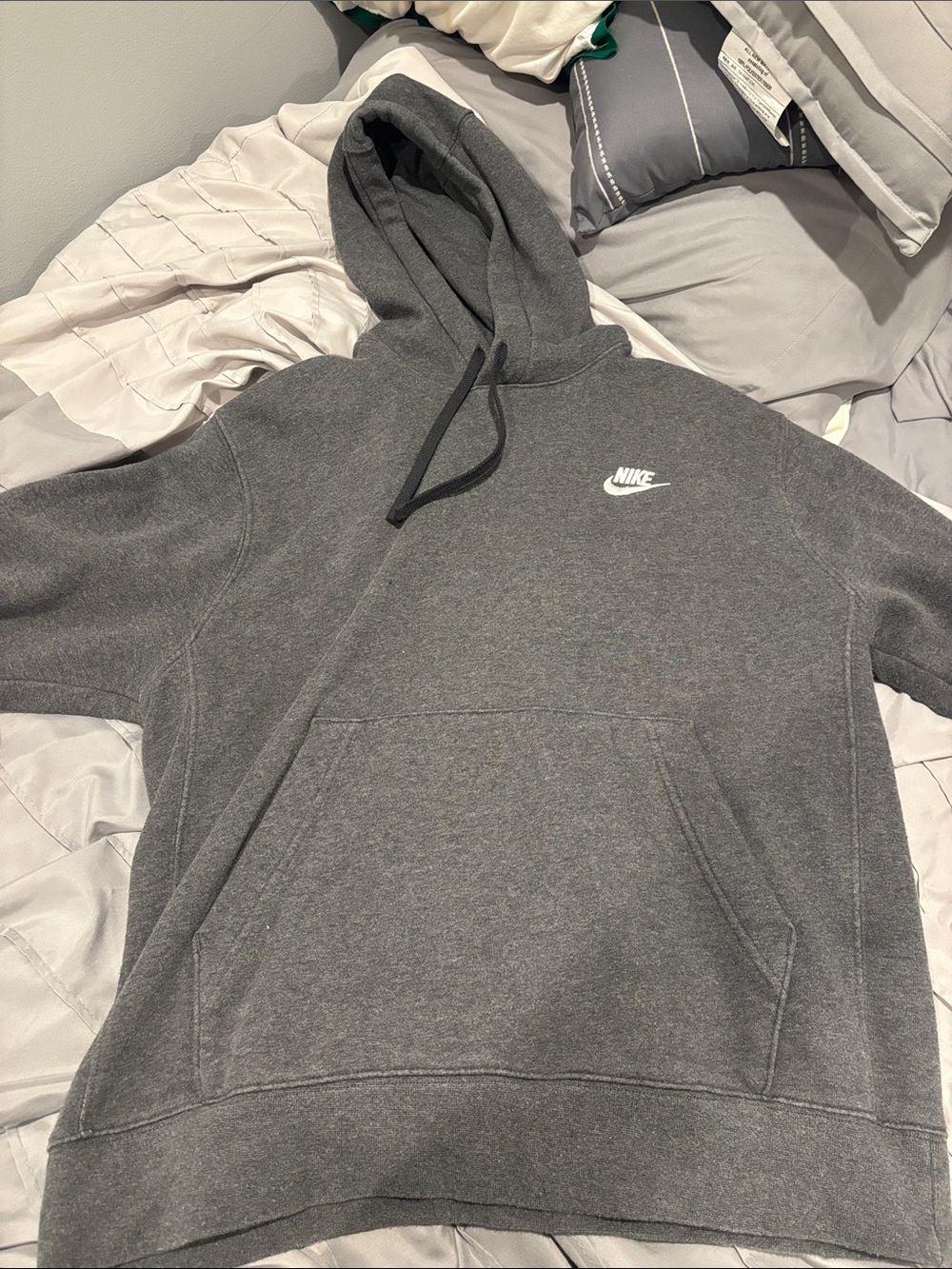 Nike Men’s Dark Gray Crewneck Hoodie with White Swoosh
